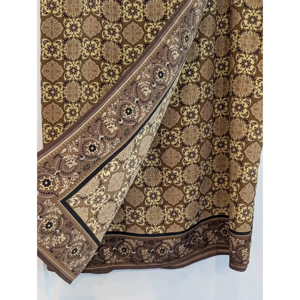 Sag Harbor Floral Midi Wrap Skirt Women 20 Pull On Elastic Waist Earthy Natural